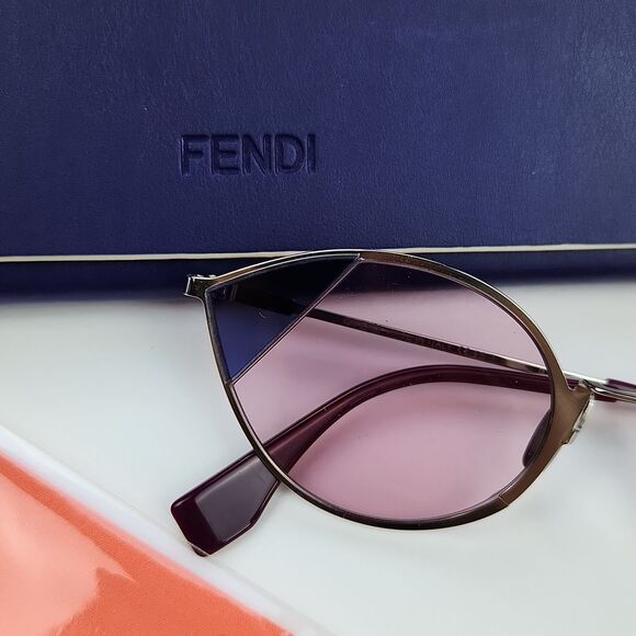 Fendi $545 Cut-Eye FF 0342 AVB U1 Womens Cat-Eye Sunglasses Silver Pink 51mm‎ main image 4